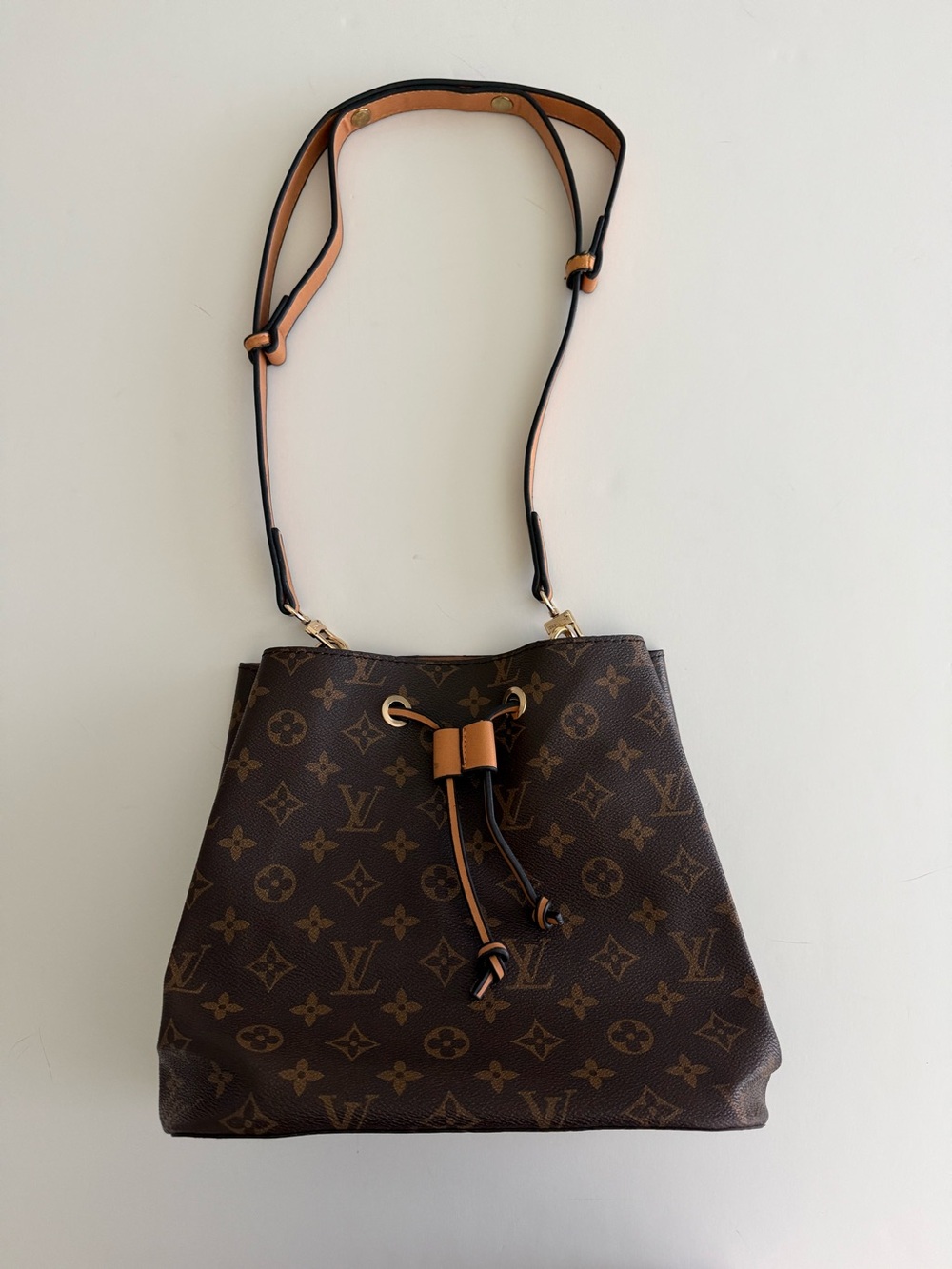 Brown Monogram Drawstring Shoulder Bag - Picture 1 of 10